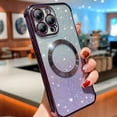 thumbnail image 1 of Mantto for iPhone 14 Pro Max Magnetic Gradient Glitter Case Compatible with Magsafe Charging Luxury Plating Cute Bling Clear Cover for Women Girls Soft TPU Slim Shockproof Phone Case,Darkpurple, 1 of 12