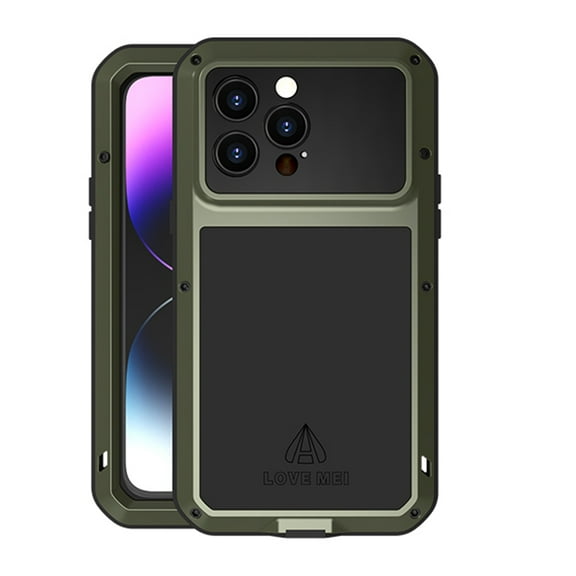 Mantto iPhone 14 Pro Max Metal Bumper Silicone Case iPhone 14 Pro Max Case Built-in Screen Protector Gorilla Glass Hybrid Military Shockproof Heavy Duty Rugged for iPhone 14 Pro Max 2022, Green