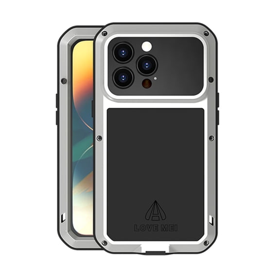 Mantto iPhone 14 Pro Metal Bumper Silicone Case iPhone 14 Pro Case Built-in Screen Protector Gorilla Glass Hybrid Military Shockproof Heavy Duty Rugged for iPhone 14 Pro 2022, Silver