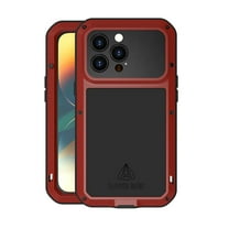Mantto iPhone 14 Pro Metal Bumper Silicone Case iPhone 14 Pro Case Built-in Screen Protector Gorilla Glass Hybrid Military Shockproof Heavy Duty Rugged for iPhone 14 Pro 2022, Red