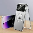 thumbnail image 1 of Mantto for iPhone 14 Pro Transparent Slim Case, Built-in Screen Protector Rugged PC + Metal Frame Shockproof Cover with Camera Lens Film Anti-Fingerprints Clear Case for iPhone 14 Pro,Silver, 1 of 10
