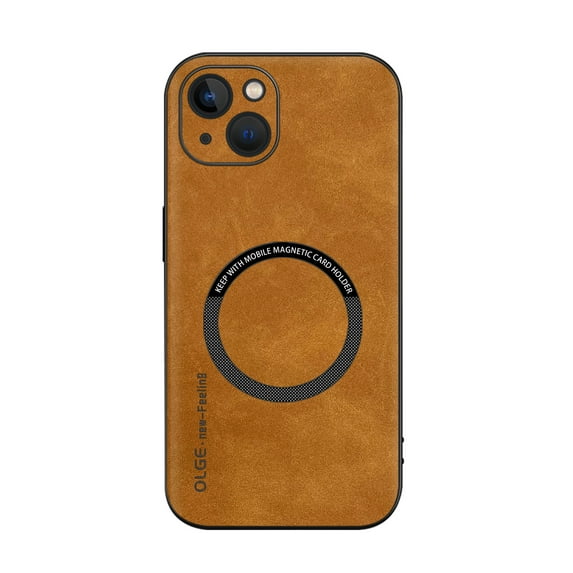 Mantto for iPhone 15 Case Compatible with MagSafe Charging, Vegan PU Leather Slim Classic Luxury Elegant Thin Drop Protection Protective Cover for iPhone 15, Brown