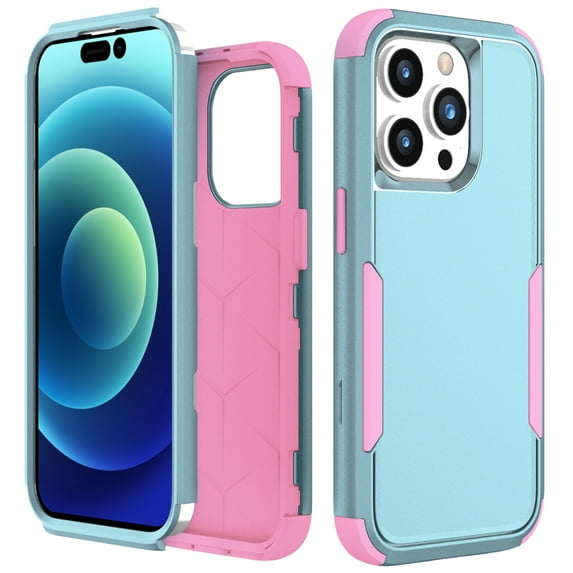 Mantto for iPhone 15 Case, Heavy Duty Shockproof Drop Protective Hybrid 3 Layer Full Body Rugged Military Grade Protection Phone Covers 6.1 Inch 2023 Released,
Green+Pink