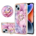 thumbnail image 1 of Mantto For iPhone 15 Case,Ring Holder Stand Marble Pattern 3 in 1 Rugged Shockproof Hybrid Hard PC Soft Rubber Bumper Drop Protective Girls Women Boy Men Phone Cases for iPhone 15,Pink, 1 of 6