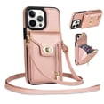 thumbnail image 1 of Mantto for iPhone 15 Pro Back Zipper Wallet Case with Detachable Shoulder Strap,Luxury Metal Buckle Card Slots Shockproof Premium PU Leather Stand Crossbody Phone Case for Women Men,Rosegold, 1 of 8