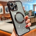 thumbnail image 1 of Mantto for iPhone 15 Pro Magnetic Gradient Glitter Case Compatible with Magsafe Charging Luxury Plating Cute Bling Clear Cover for Women Girls Soft TPU Slim Shockproof Phone Case,Black, 1 of 12