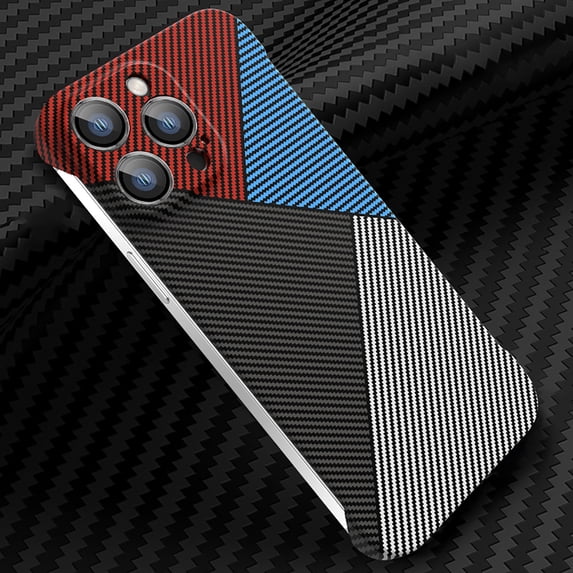 Mantto for iPhone 15 Pro Max 6.7 inch Slim Borderless Case,with Camera Lens Protector,Shockproof Lightweight Fashion Carbon Fiber Pattern No Frame Ultra Thin Anti-Scratch PC Frameless Phone Case,B