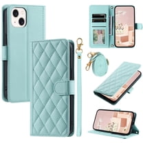 Mantto for iPhone 15 Wallet Case with Detachable Wrist Strap & Shoulder Strap,Shockproof Luxury PU Leather Purse Credit Card Slots Magnetic Flip Kickstand Crossbody Phone Case, Mint