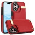 thumbnail image 1 of Mantto for iPhone 16 Back Wallet Case with Card Holder, Magnetic Clasp 3 Card Slots RFID Blocking Premium PU Leather Shockproof Anti-Scratch Wallet Phone Case for iPhone 16, Red, 1 of 7