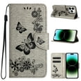 thumbnail image 1 of Mantto iPhone 16 Plus Wallet Case, Magnetic Closure Premium PU  Leather Case for Women,3D Embossed Butterfly Card Slots Folio [Kickstand],Soft TPU Protective Flip Cover For iPhone 16 Plus, Gray, 1 of 9