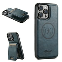 Mantto for iPhone 16 Pro Max Detachable 2-in-1 Case with Card Pocket,Compatible with Magsafe Wireless Charging,Shockproof Premium PU Leather Credit Card Slots Kickstand Phone Case,Blue