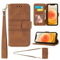 thumbnail image 1 of Mantto for iPhone 16 Pro Wallet Case, PU Leather with Long Crossbody Strap Card Slots Soft TPU Inner Shockproof Protective Flip Cover Phone Case for iPhone 16 Pro 6.7 inch, Brown, 1 of 6