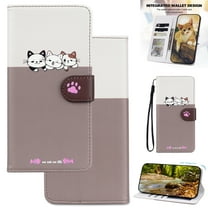 Mantto for iPhone 16 Wallet Case with Wrist Strap,Cute Animal Pattern PU Leather Magnetic Clasp Folio Flip Kickstand Credit Card Slots & Cash Pocket Shockproof Slim Phone Case, Gray