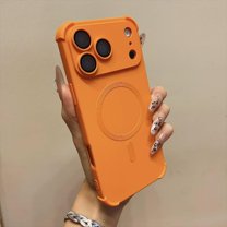 Mantto for iPhone 17 Pro, Liquid Silicone Rubber Solid Color Shockproof Compatible with MagSafe Back Cover Skin Friendly Feeling Camera Lens Protection Case For iPhone 17 Pro,Orange