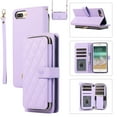 thumbnail image 1 of Mantto for iPhone 7/8/SE 2020/SE 2022 Wallet Case,Crossbody Phone Case PU Leather Zipper with Wrist Strap & Shoulder Strap Flip Cover Credit Card Holder Magnetic Shockproof Protective Case,Purple, 1 of 12