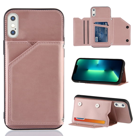 Mantto for iPhone 7 / 8 / SE 2022 & 2020 Wallet Case, Double Magnetic Clasp Back Flip Kickstand with RFID Blocking Credit Card Holder Folio Durable Leather Phone Cases for Women Men Girls,Rosegold