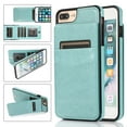 thumbnail image 1 of Mantto For iPhone 7 Plus Case, iPhone 8 Plus Case, Durable Shockproof Wallet Card Slots Case with Card Holder Pocket Back,PU Leather Kickstand Back Flip Cover - Mint, 1 of 7
