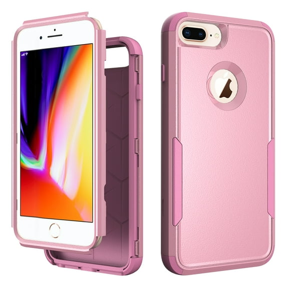 Mantto for iPhone 8 Plus/7 Plus Case, Heavy Duty Shockproof Drop Protective Hybrid 3 Layer Full Body Rugged Military Grade Protection Hard PC Phone Cover For iPhone 8 Plus/7 Plus, Pink