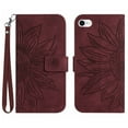 thumbnail image 1 of Mantto for iPhone SE 2022 / iPhone SE 2020 / iPhone 8 / iPhone 7  (4.7 inch) Wallet Case with Wrist Strap,Stylish Sunflower Embossed PU Leather Magnetic Flip Stand Card Slots Phone Cover,Winered, 1 of 10