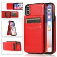 thumbnail image 1 of Mantto For iPhone X Case, iPhone XS Case, Durable Shockproof Wallet Card Slots Case with Card Holder Pocket Back,PU Leather Kickstand Back Flip Cover - Red, 1 of 7