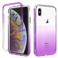 thumbnail image 1 of Mantto iPhone X Case, iPhone XS Case, Full Body Clear Bumper Protection Case - Shock Proof edges Slim Hybrid Back Silicone Rubber TPU Bumper Gradient Phone Case for Apple iPhone X/XS - Purple, 1 of 7