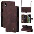 thumbnail image 1 of Mantto iPhone X Case, iPhone XS Case, Wallet Card Slot Crossbody/Shoulder Strap + Wristlet Strap Magnetic Flip Premium PU Leather Zipper Pocket With Kickstand For Apple iPhone X / XS,
Brown, 1 of 18