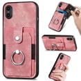 thumbnail image 1 of Mantto for iPhone XR Back Wallet Case,with Elastic Card Holder,Shockproof PU Leather 360° Rotation Ring Kickstand Support Magnetic Car Mount Phone Case for Women Men,Pink, 1 of 9