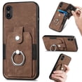 thumbnail image 1 of Mantto for iPhone XR Back Wallet Case,with Elastic Card Holder,Shockproof PU Leather 360° Rotation Ring Kickstand Support Magnetic Car Mount Phone Case for Women Men,Brown, 1 of 9