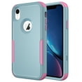 thumbnail image 1 of Mantto for iPhone XR Case, Heavy Duty Shockproof Drop Protective Hybrid 3 Layer Full Body Rugged Military Grade Protection Phone Covers For iPhone XR, 
Green + Pink, 1 of 7