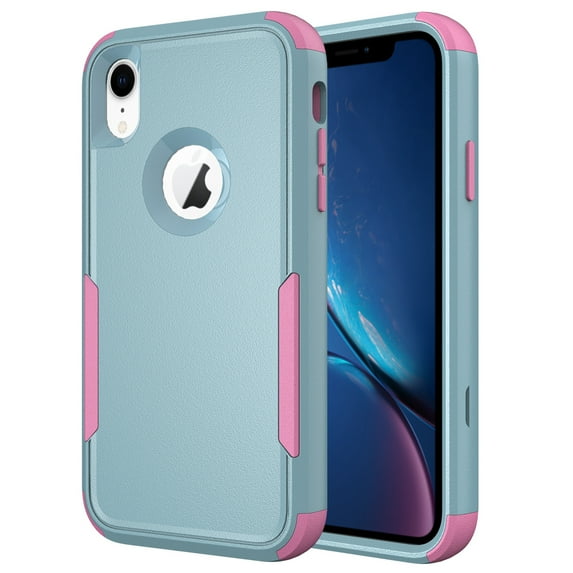Mantto for iPhone XR Case, Heavy Duty Shockproof Drop Protective Hybrid 3 Layer Full Body Rugged Military Grade Protection Phone Covers For iPhone XR,
Green + Pink
