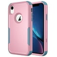 thumbnail image 1 of Mantto for iPhone XR Case, Heavy Duty Shockproof Drop Protective Hybrid 3 Layer Full Body Rugged Military Grade Protection Phone Covers For iPhone XR, 
Pink + Green, 1 of 7