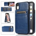 thumbnail image 1 of Mantto For iPhone XR Case, Luxury Durable Shockproof Wallet Card Slots Case with Card Holder Pocket Back,PU Leather Kickstand Back Flip Cover For Apple iPhone XR - Dark Blue, 1 of 7