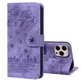thumbnail image 1 of Mantto iPhone12 pro max case,Cartoon cat Embossed Wallet PU Premium Leather Card Cash Slots  Magnetic Flip Kickstand Shockproof Ultra-Slim Cover for iPhone 12 pro max 6.7 inch,Purple, 1 of 6