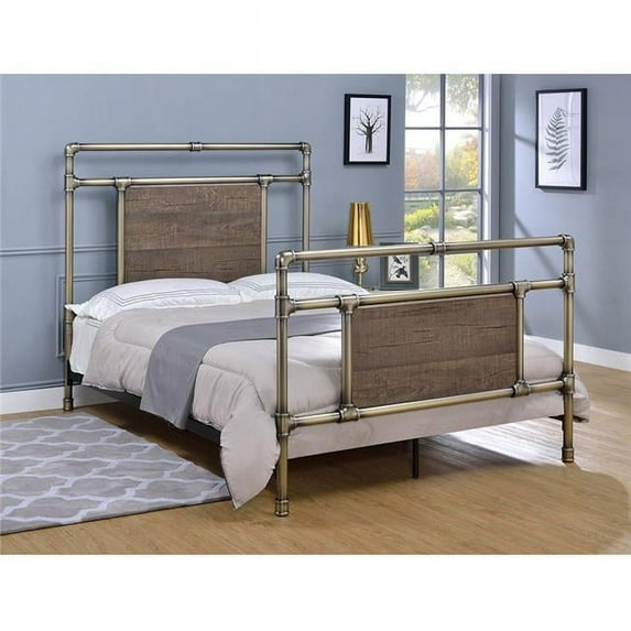 Mantua 1450027 ExmoreMetal Platform Bed, Antique Brass - Full