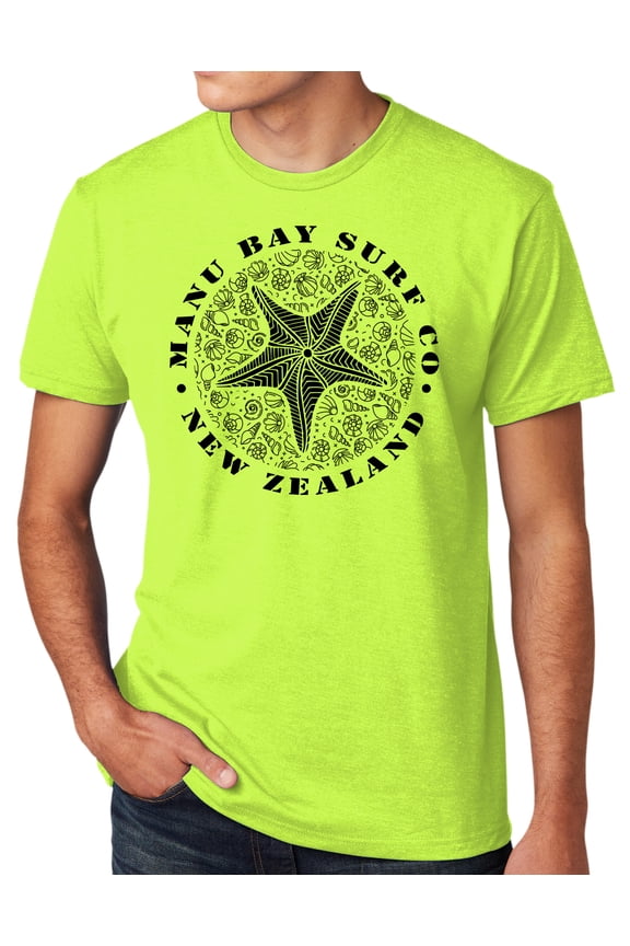 BLACK STARFISH Mens High Visibility Surfing T-shirt, Medium Neon Yellow