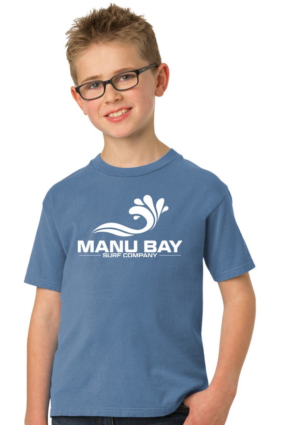 Kids WHITE LOGO Surfer Youth T-shirt, Large Denim