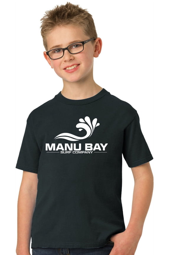 Kids WHITE LOGO Surfer Youth T-shirt, Small Black