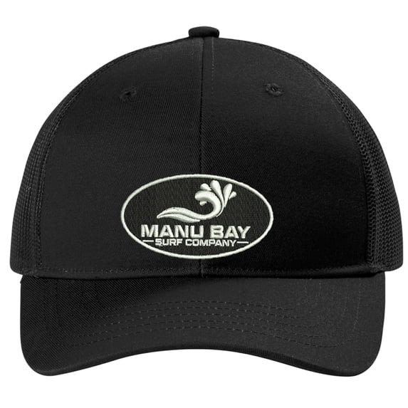 Manu Bay Surf Company LOGO Kids Snap-back Hat, Black