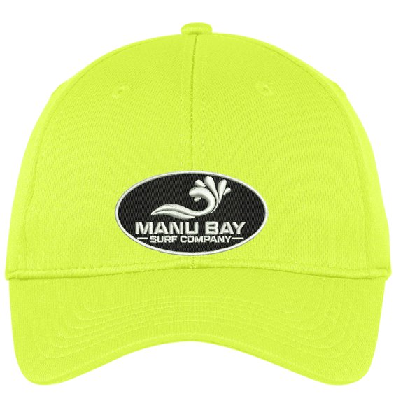 Manu Bay Surf Company LOGO Patch Adult Hat, Neon Yellow
