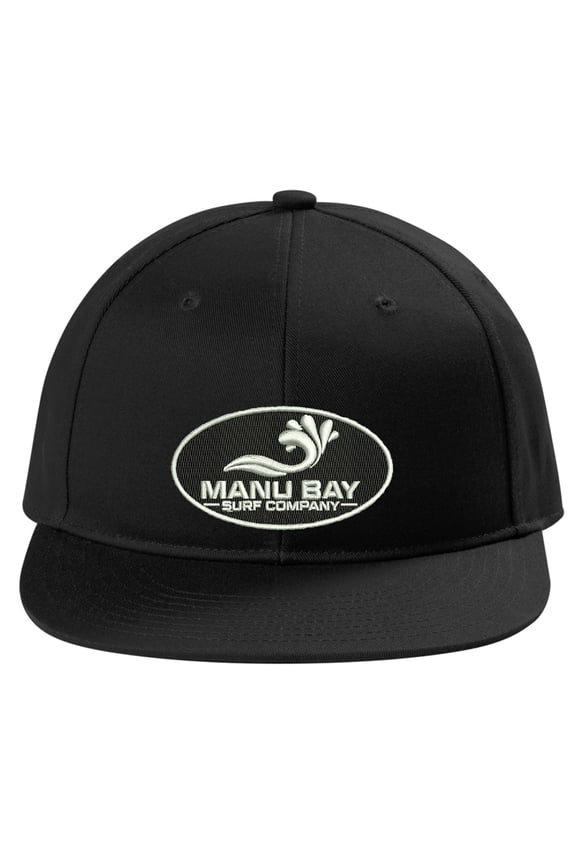 Logo Patch Snapback Flat Bill Hat, Black
