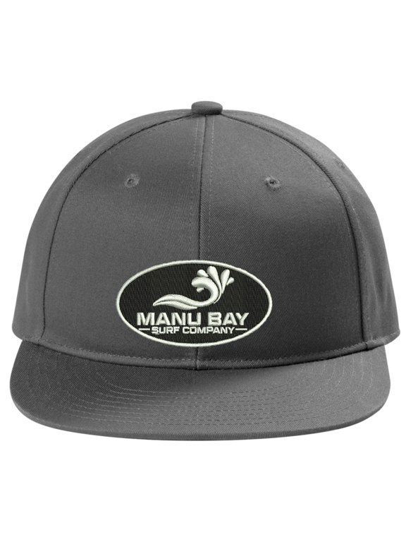 Logo Patch Snapback Flat Bill Hat, Grey Steel