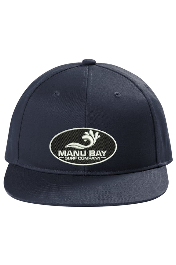 Logo Patch Snapback Flat Bill Hat, Rich Navy