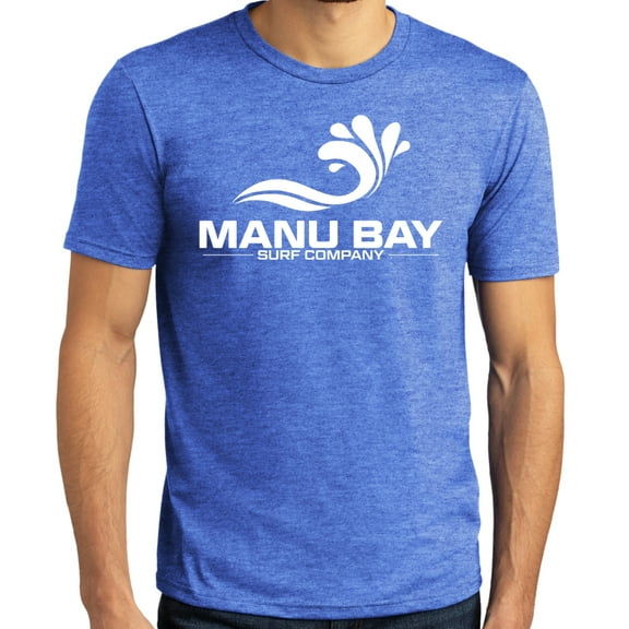 Manu Bay Surf Company Mens WHITE LOGO Surfer Revolutionary T-shirt, 2XL Royal Frost