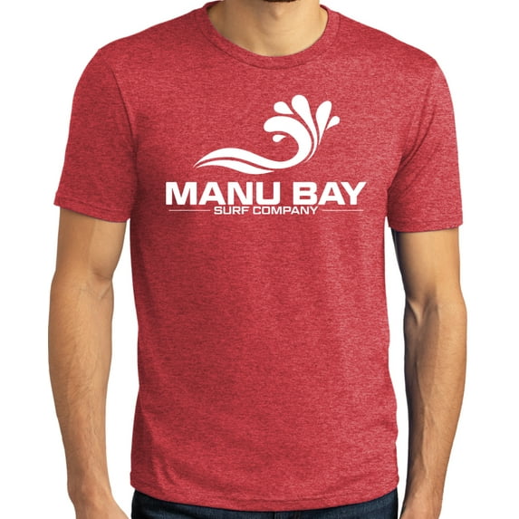 Manu Bay Surf Company Mens WHITE LOGO Surfer Revolutionary T-shirt, 4XL Red Frost