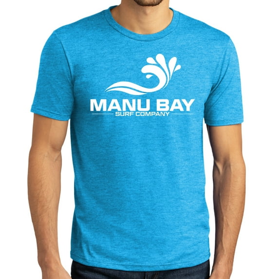 Manu Bay Surf Company Mens WHITE LOGO Surfer Revolutionary T-shirt, 4XL Turquoise Frost
