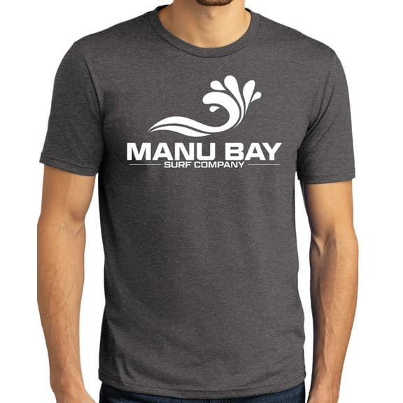 Manu Bay Surf Company Mens WHITE LOGO Surfer Revolutionary T-shirt, XL Heather Charcoal