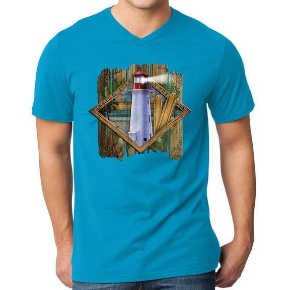 Manu Bay Surf Company SURF LIGHTHOUSE Surfer T-shirt, 2XL Light Turquoise