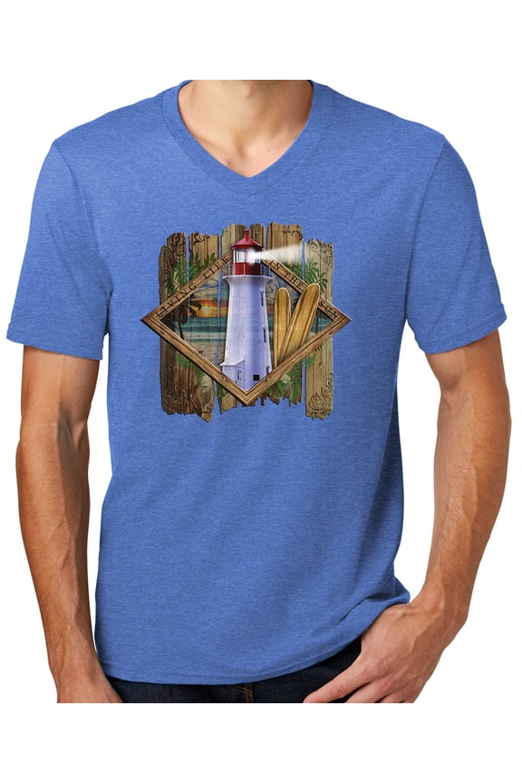 SURF LIGHTHOUSE Surfer T-shirt, Extra-Small Heathered Royal