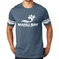 thumbnail image 1 of Manu Bay Surf Company WHITE LOGO Game Tee Shirt, Large Heathered Navy/White, 1 of 3