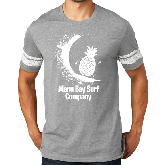 Manu Bay Surf Company WHITE PINEAPPLE surfer Tee Shirt, 2XL Heathered Nickel/White